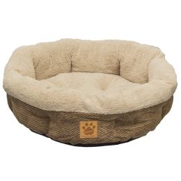 Precision Pet Natural Surroundings Shearling Dog Donut Bed - Coffee - 21" Diameter x 5" High