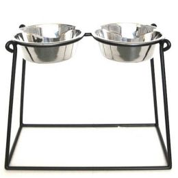 Pyramid Elevated Double Dog Feeder - XX Large/Black